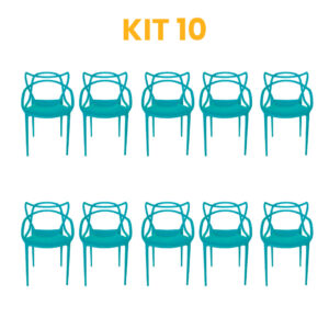 Kit - 10 Cadeiras Allegra Azul Turquesa