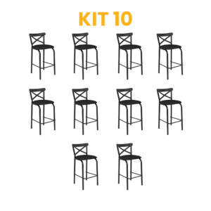 Kit 10 - Banqueta Paris Preta