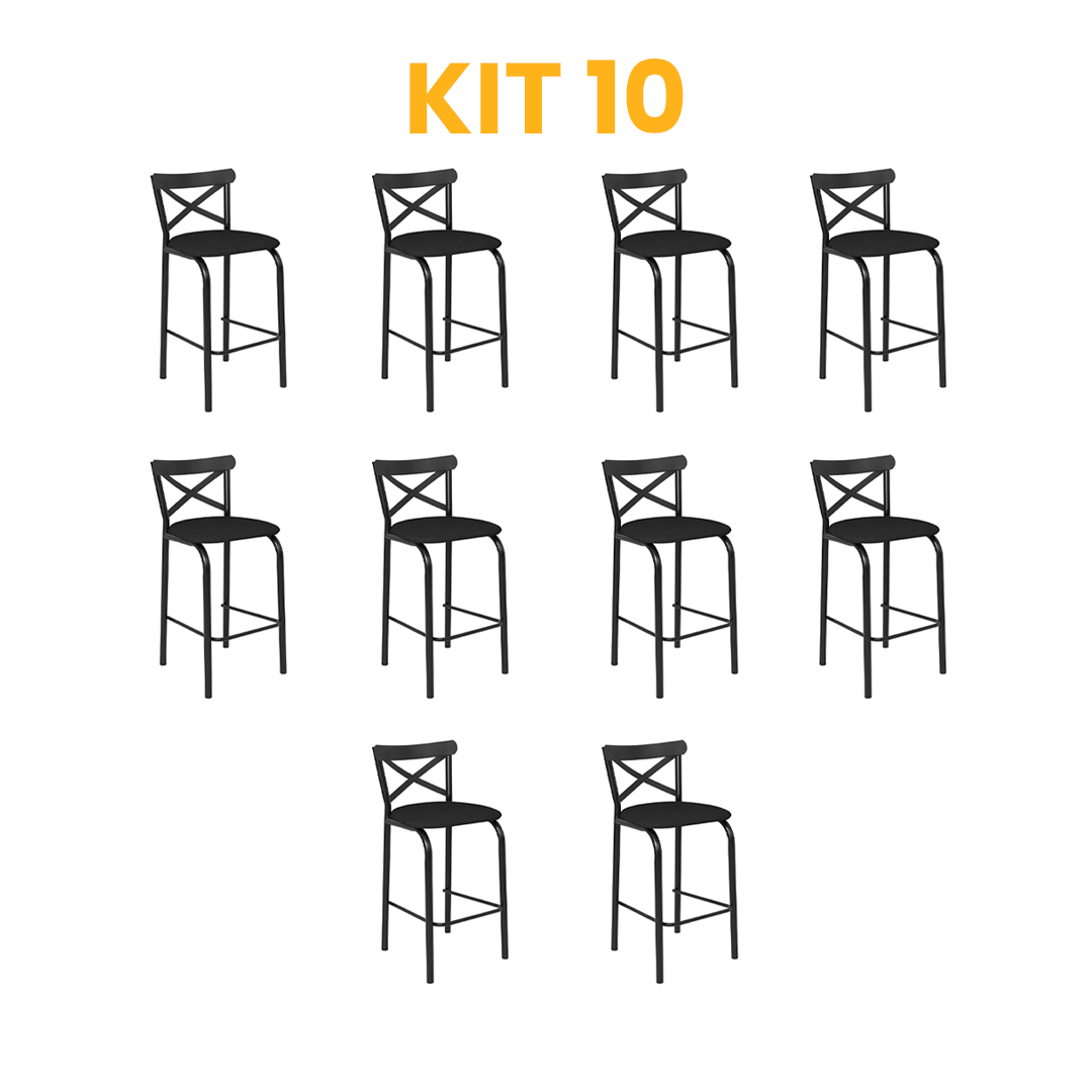 Kit 10 - Banqueta Paris Preta