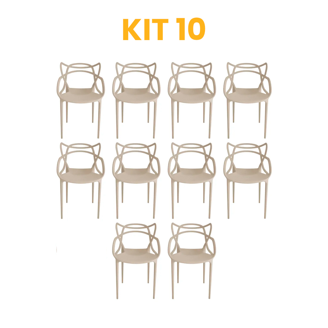 Kit - 10 Cadeiras Allegra Nude
