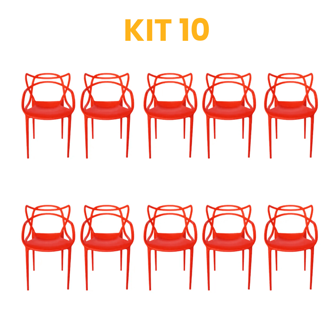 Kit - 10 Cadeiras Allegra Vermelha