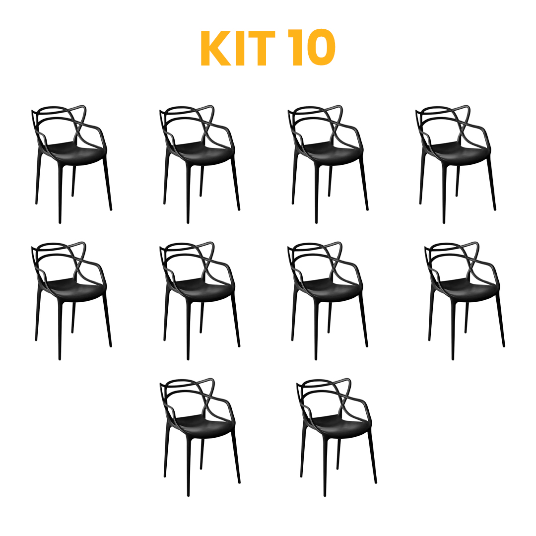 Kit - 10 Cadeiras Allegra Preta