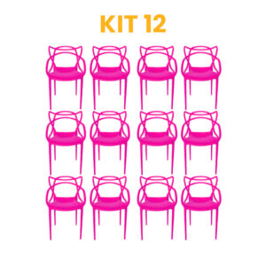 Kit - 12 Cadeiras Allegra Rosa