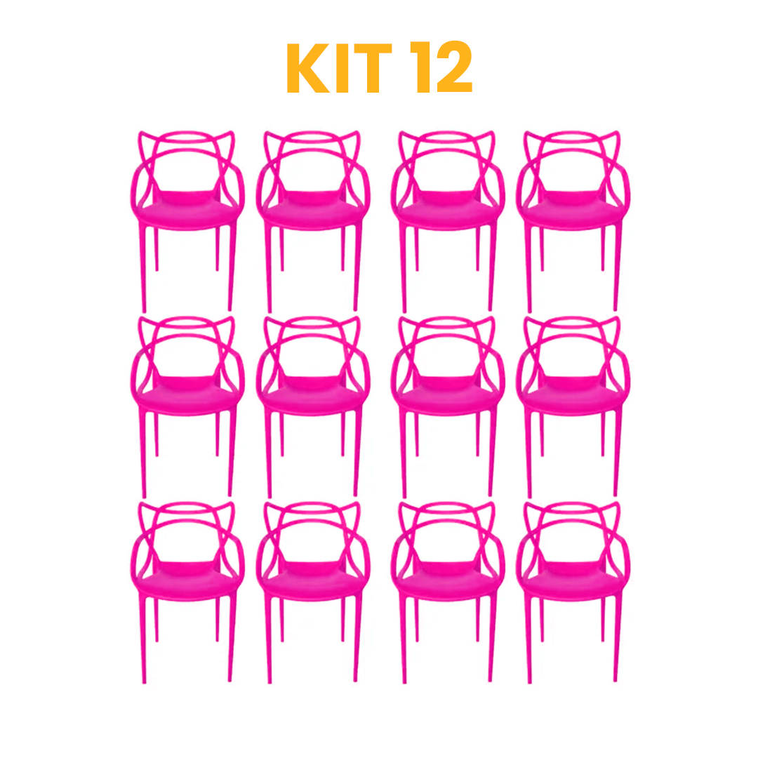 Kit - 12 Cadeiras Allegra Rosa