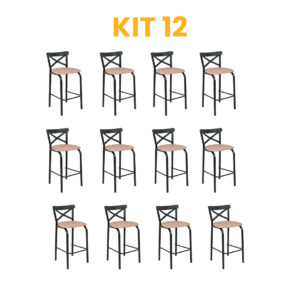 Kit 12 - Banqueta Paris Caramelo