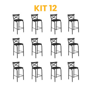 Kit 12 - Banqueta Paris Preta