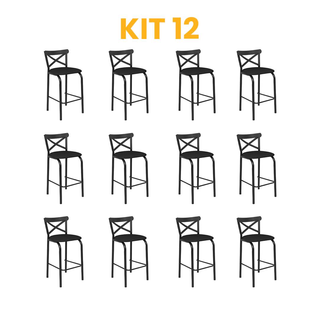 Kit 12 - Banqueta Paris Preta
