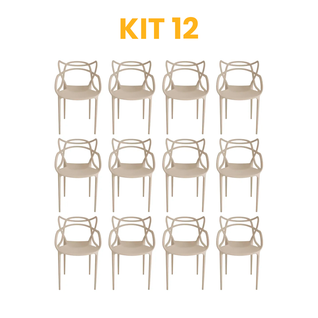 Kit - 12 Cadeiras Allegra Nude