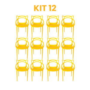Kit - 12 Cadeiras Allegra Amarela