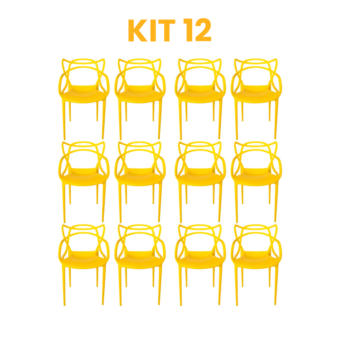 Kit - 12 Cadeiras Allegra Amarela