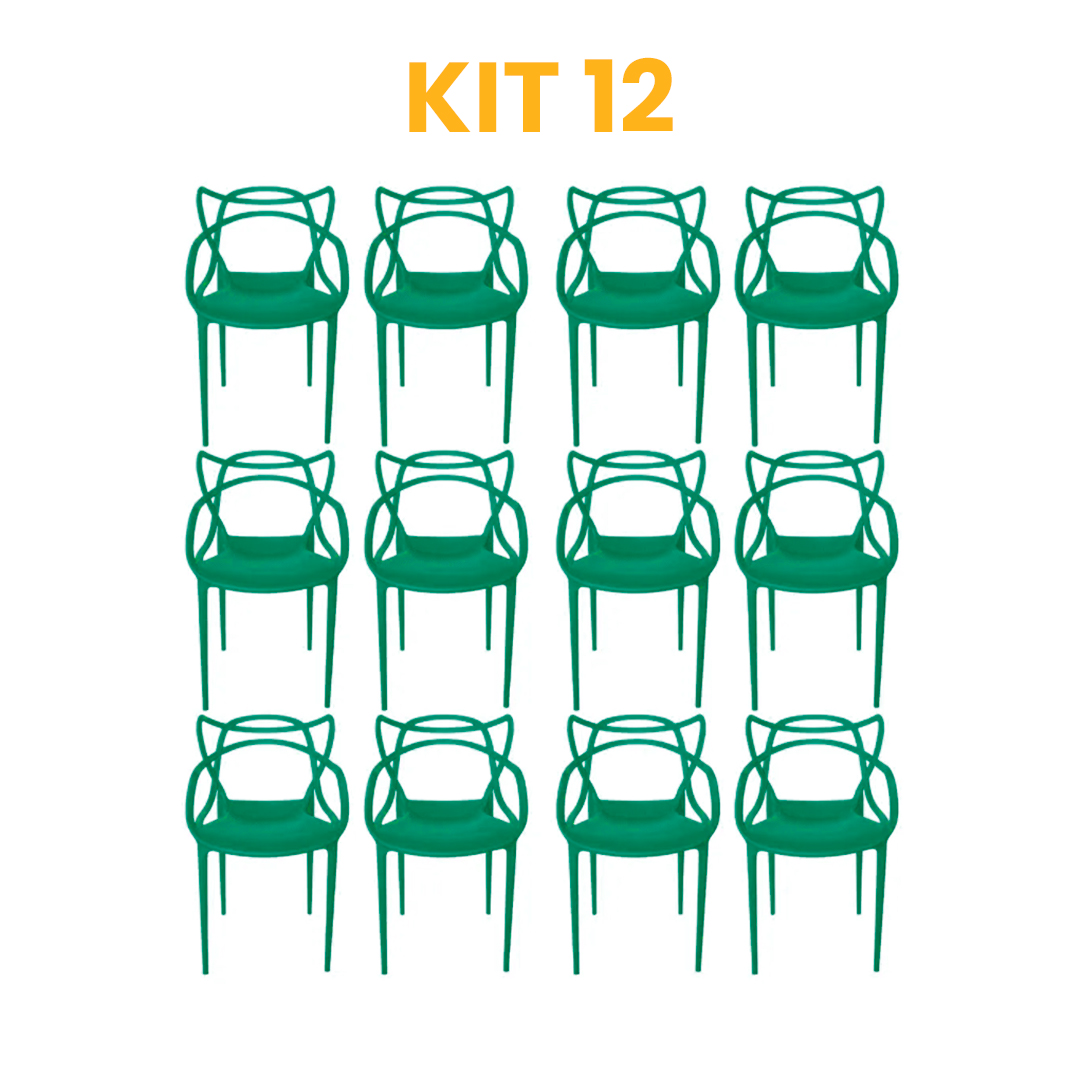 Kit - 12 Cadeiras Allegra Verde