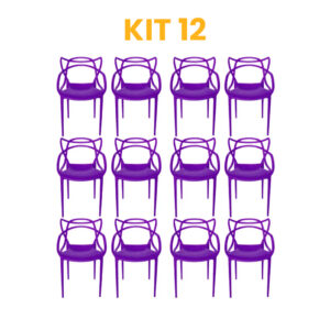 Kit - 12 Cadeiras Allegra Roxa