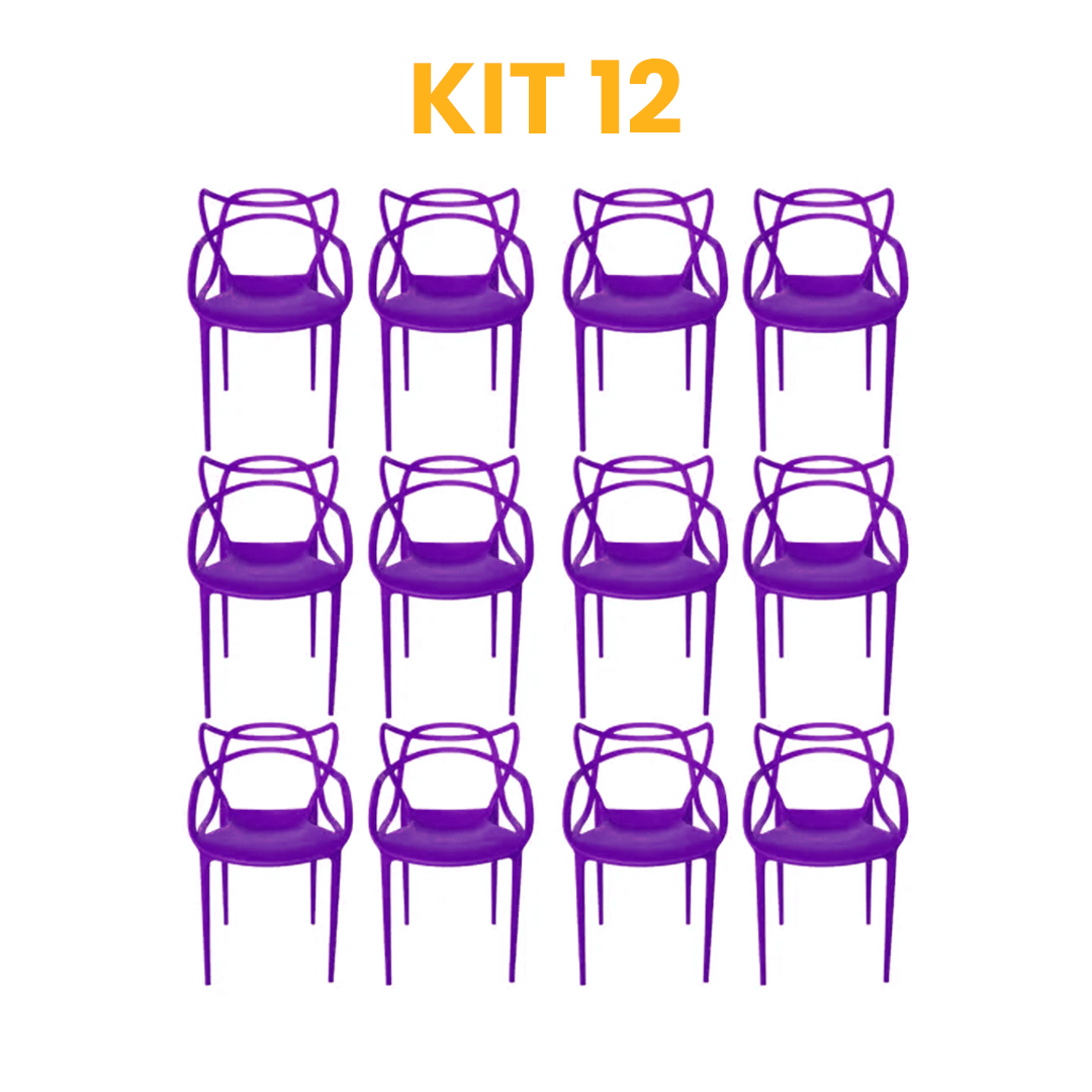 Kit - 12 Cadeiras Allegra Roxa