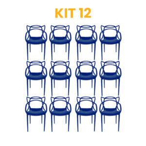 Kit - 12 Cadeiras Allegra Azul Bic
