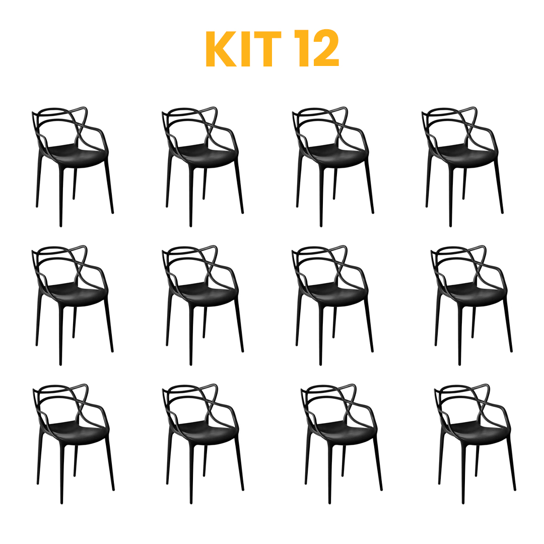 Kit - 12 Cadeiras Allegra Preta