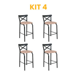 Kit 4 - Banqueta Paris Caramelo