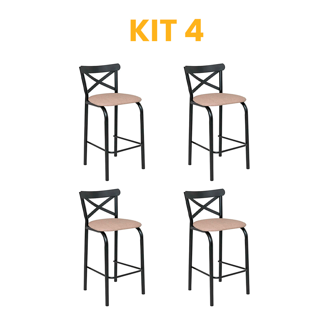 Kit 4 - Banqueta Paris Caramelo