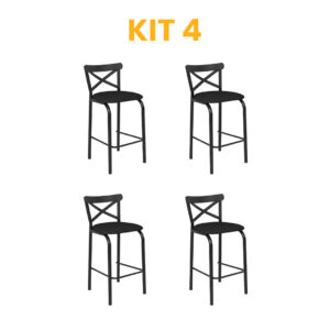 Kit 4 - Banqueta Paris Preta