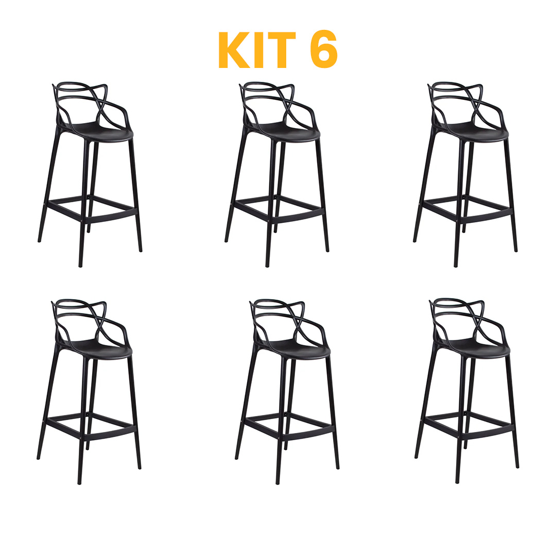 Kit 6 - Banqueta Allegra Preta