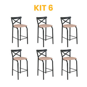 Kit 6 - Banqueta Paris Caramelo