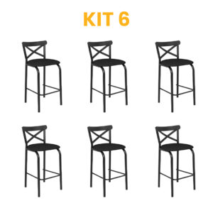 Kit 6 - Banqueta Paris Preta