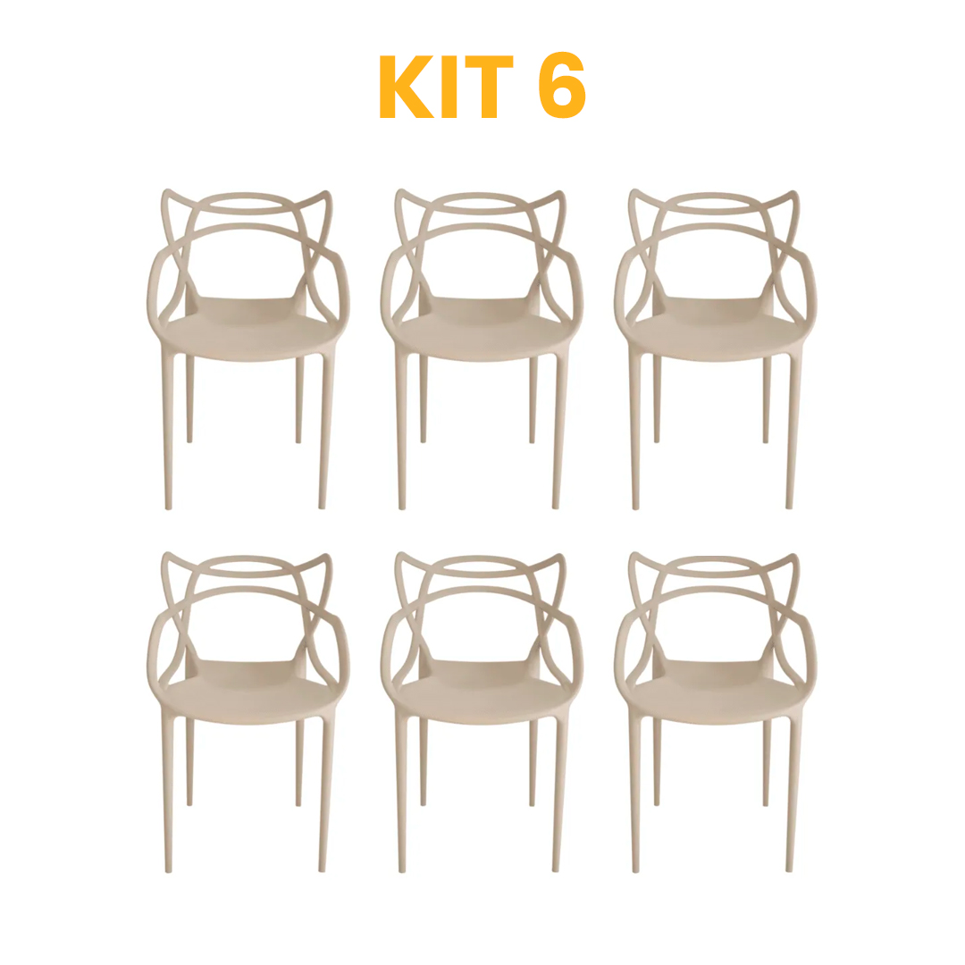 Kit - 6 Cadeiras Allegra Nude