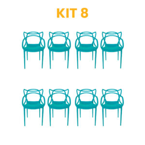 Kit - 8 Cadeiras Allegra Azul Turquesa