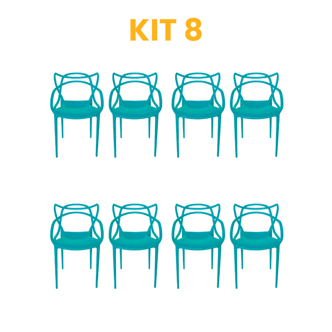 Kit - 8 Cadeiras Allegra Azul Turquesa