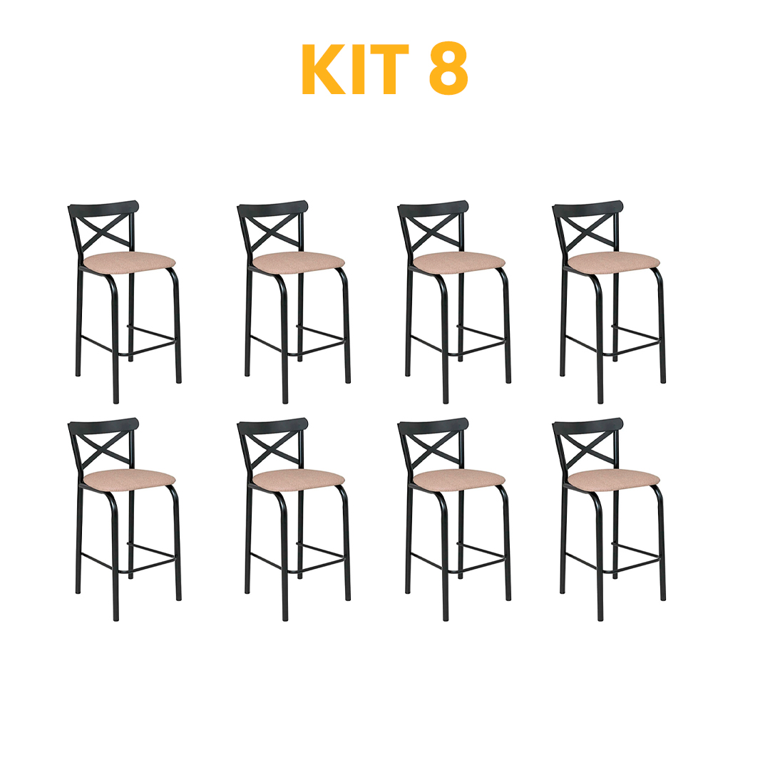 Kit 8 - Banqueta Paris Caramelo
