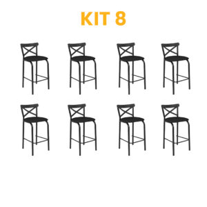 Kit 8 - Banqueta Paris Preta