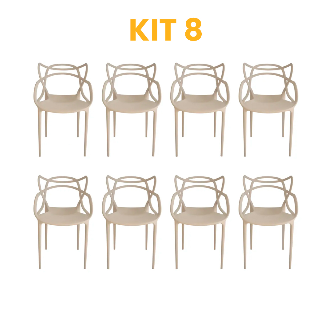 Kit - 8 Cadeiras Allegra Nude