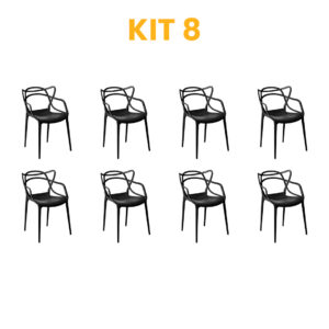 Kit - 8 Cadeiras Allegra Preta