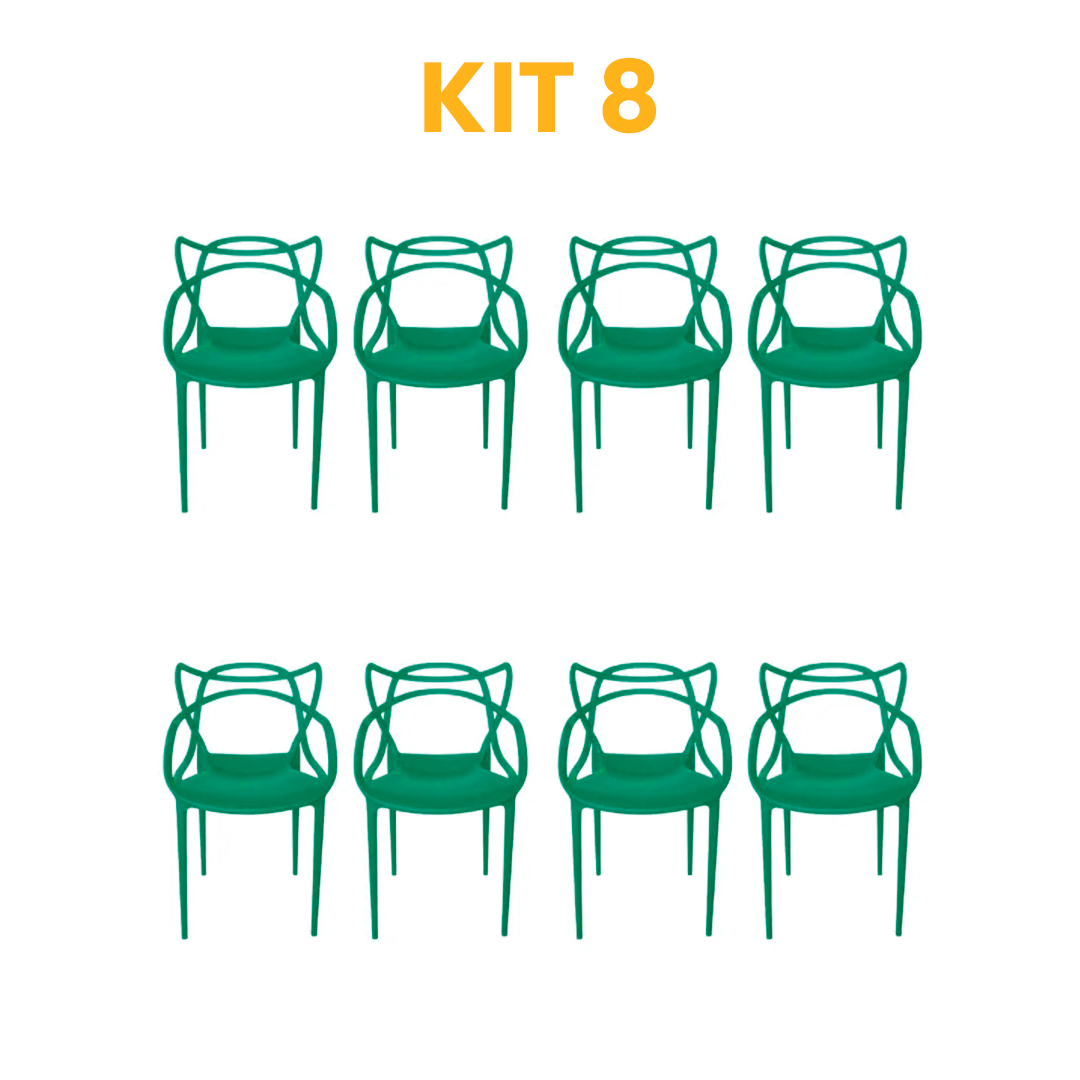 Kit - 8 Cadeiras Allegra Verde