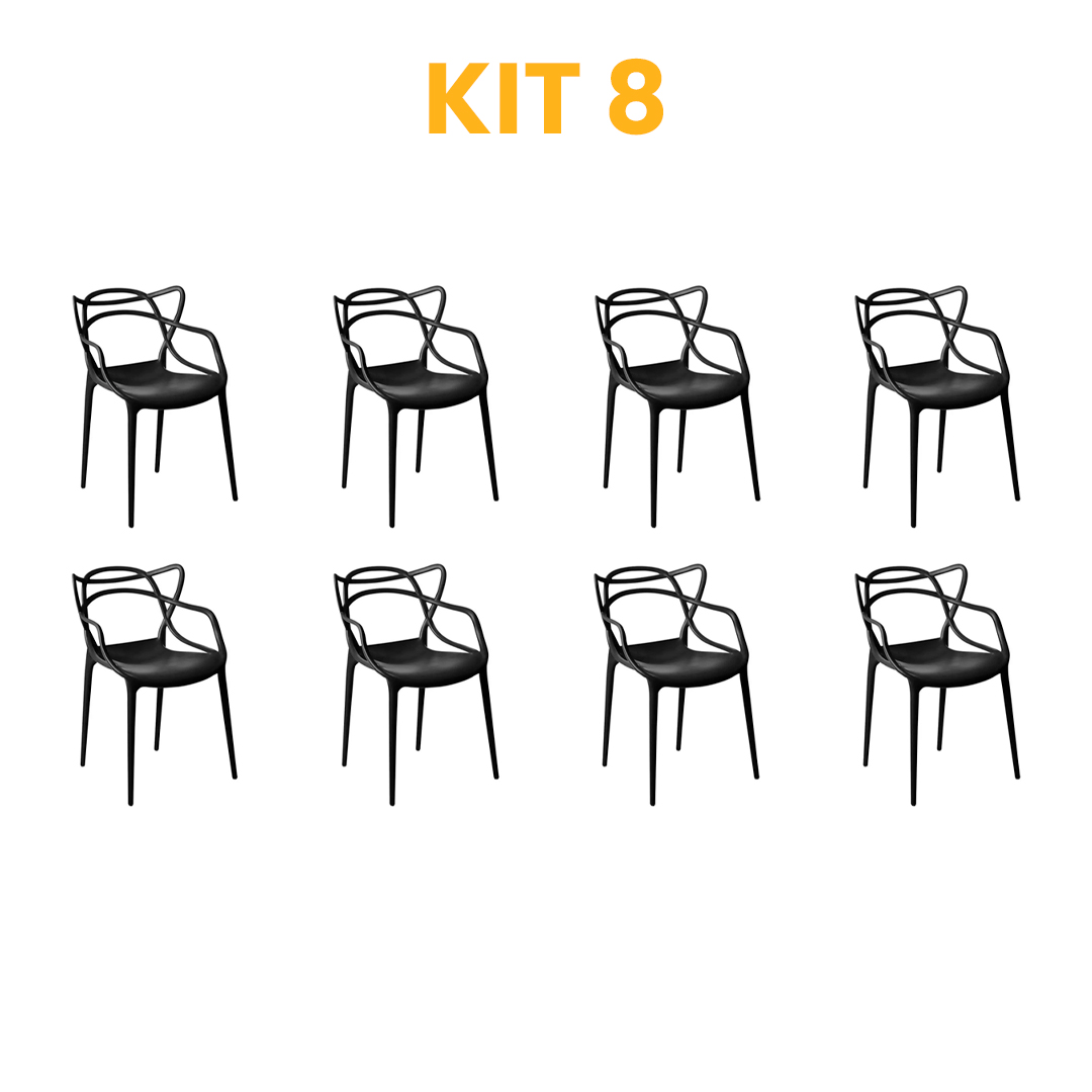 Kit - 8 Cadeiras Allegra Preta