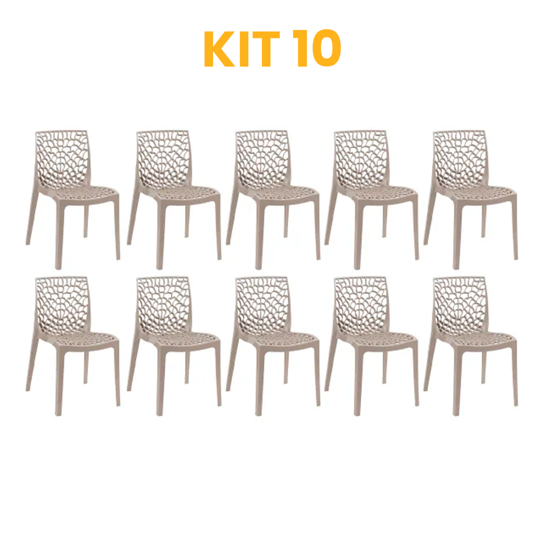 Kit - 10 Cadeiras Gruvyer Nude