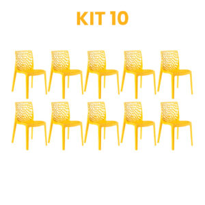 Kit - 10 Cadeiras Gruvyer Amarela