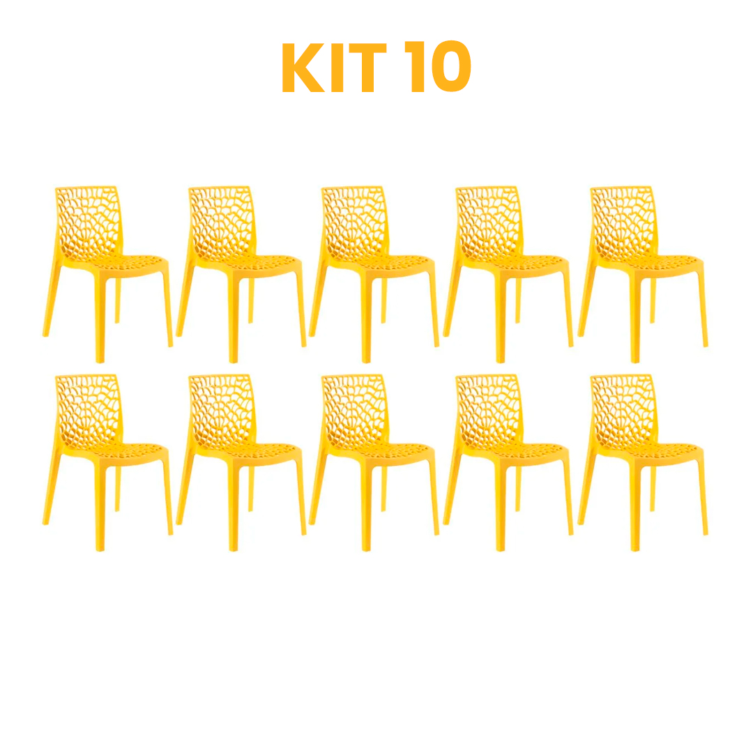 Kit - 10 Cadeiras Gruvyer Amarela