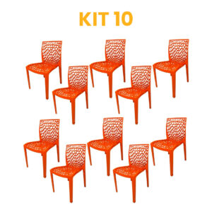 Kit - 10 Cadeiras Gruvyer Terracota