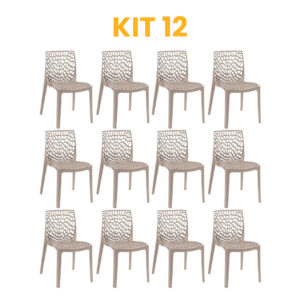 Kit - 12 Cadeiras Gruvyer Nude