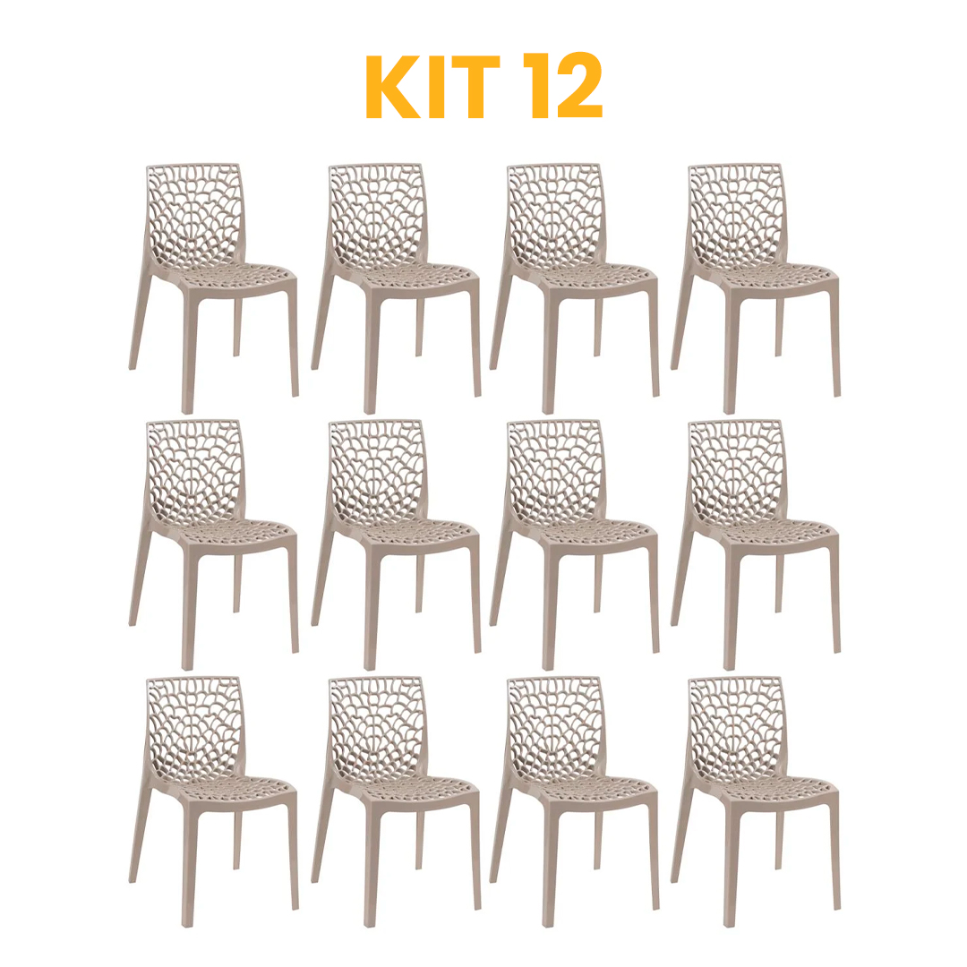 Kit - 12 Cadeiras Gruvyer Nude