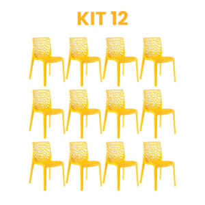Kit - 12 Cadeiras Gruvyer Amarela