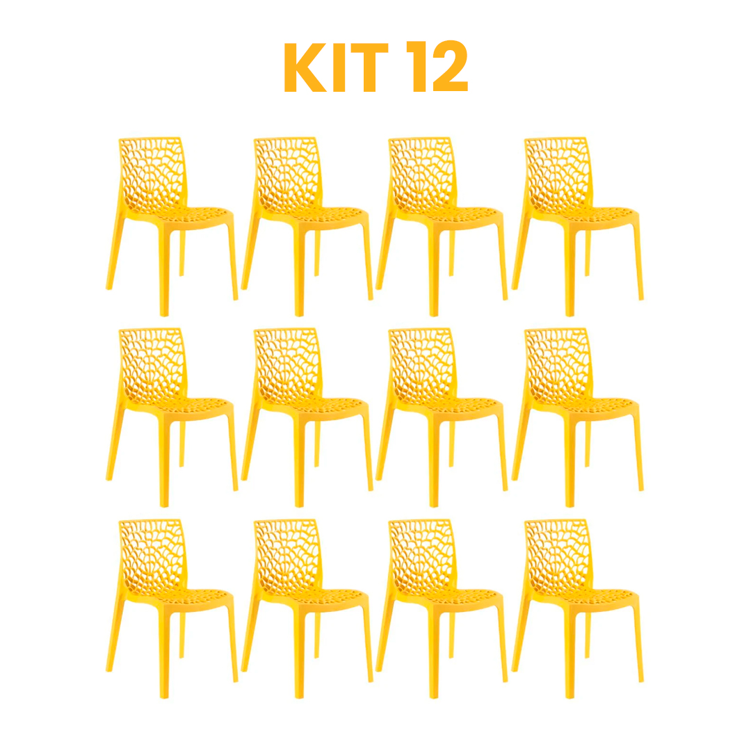 Kit - 12 Cadeiras Gruvyer Amarela