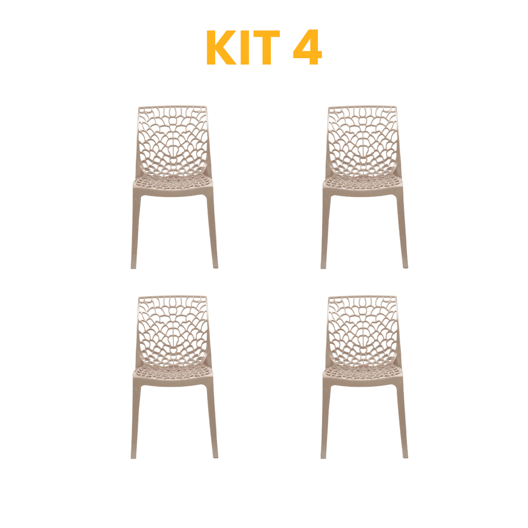 Kit - 4 Cadeiras Gruvyer Nude
