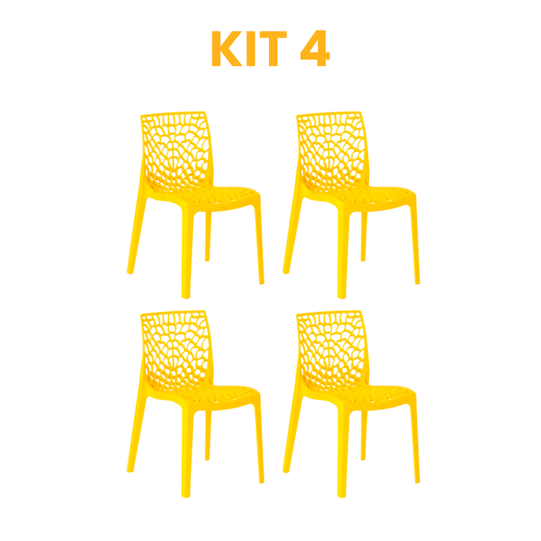 Kit - 4 Cadeiras Gruvyer Amarela