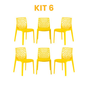Kit - 6 Cadeiras Gruvyer Amarela