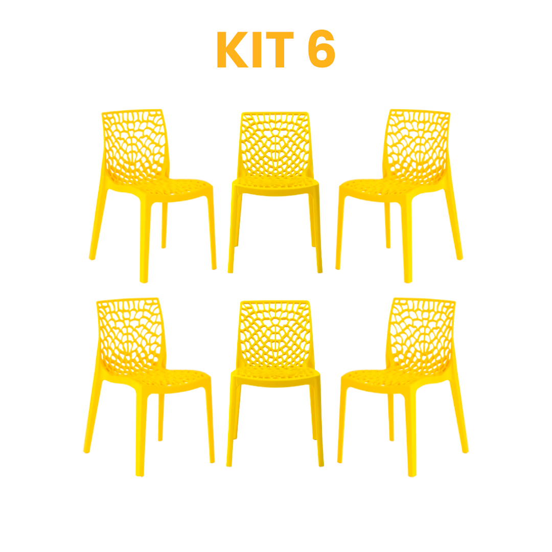 Kit - 6 Cadeiras Gruvyer Amarela
