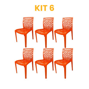 Kit - 6 Cadeiras Gruvyer Terracota