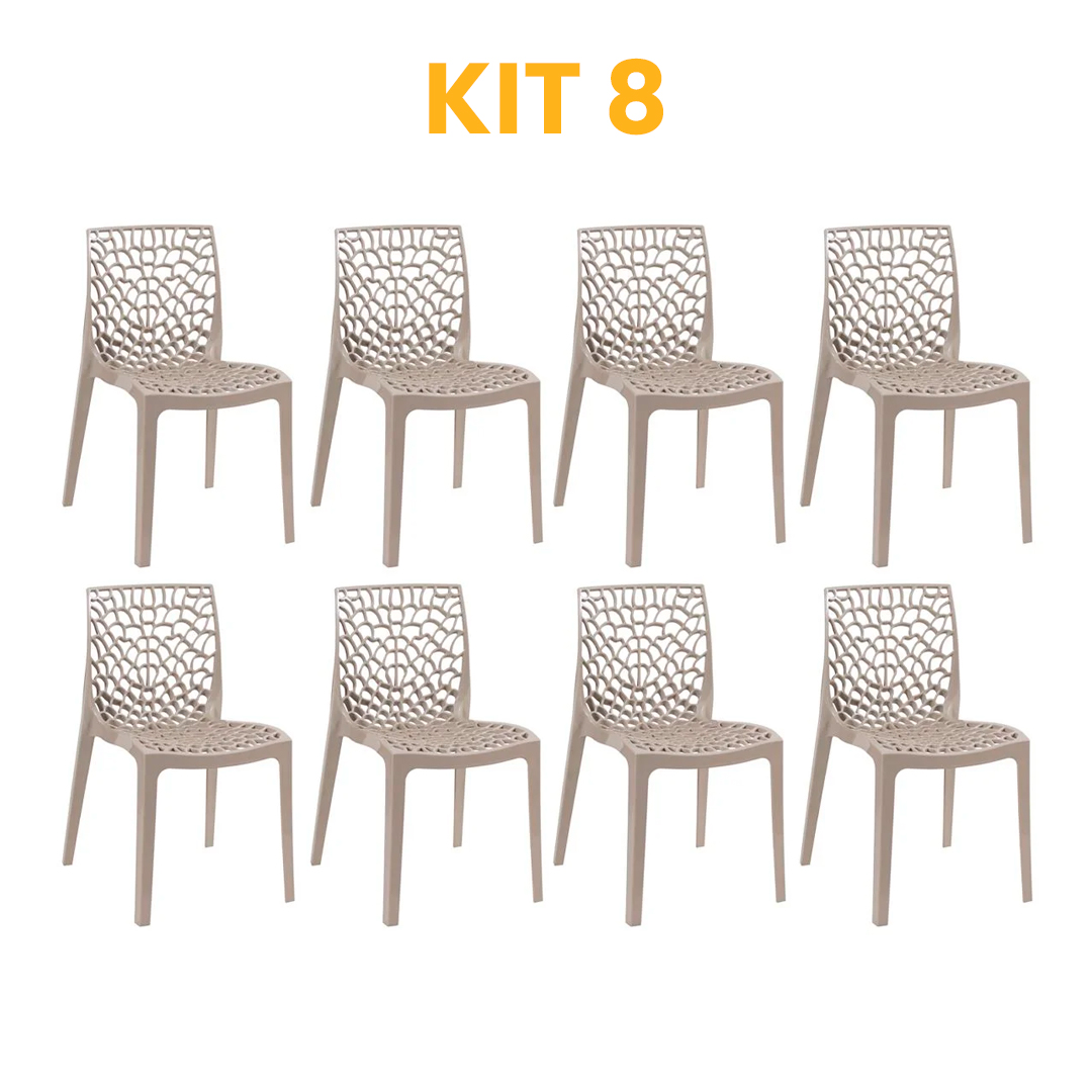 Kit - 8 Cadeiras Gruvyer Nude