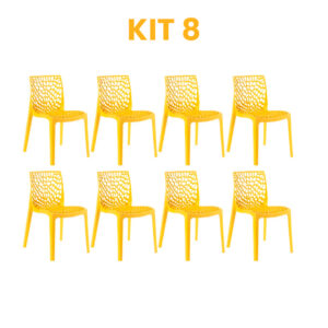 Kit - 8 Cadeiras Gruvyer Amarela