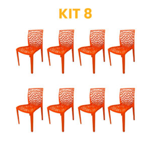 Kit - 8 Cadeiras Gruvyer Terracota